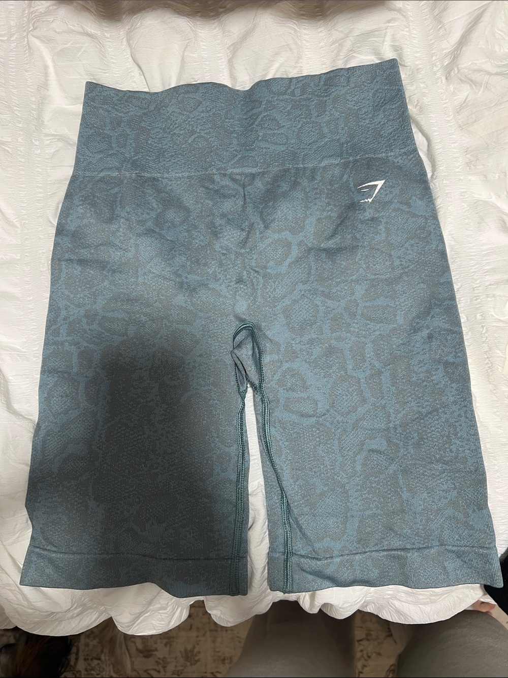 Gymshark Teal Patterned High-Waist Bike Shorts